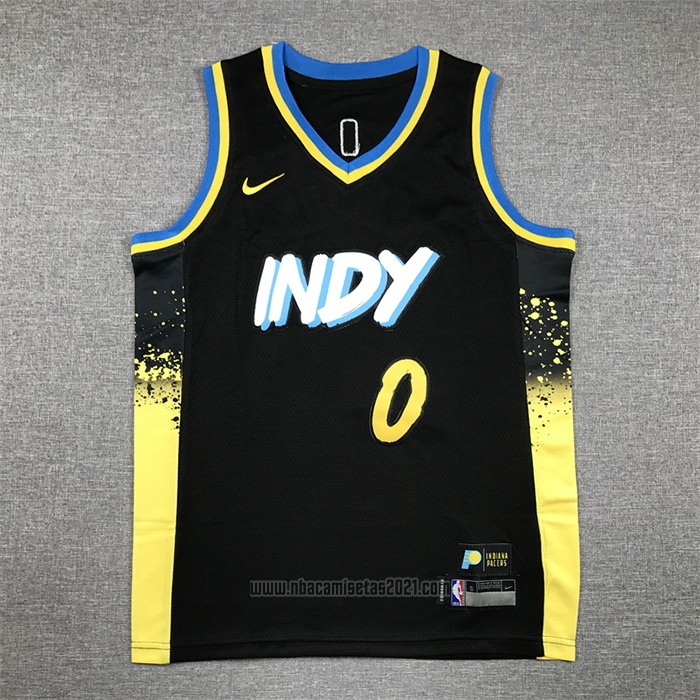 Camiseta Nino Indiana Pacers Tyrese Haliburton #0 2023-24 Ciudad Negro